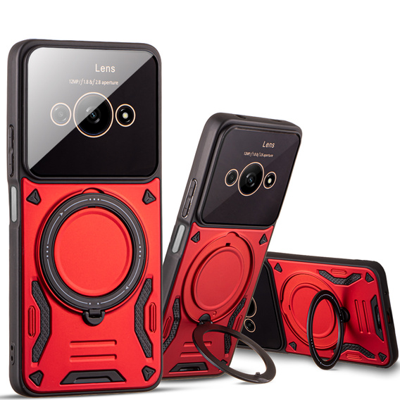 Obrněné pouzdro pro Xiaomi Redmi A3, Magnetic Ring, červené