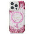 Pouzdro GUESS Resin Bottom Glitter MagSafe pro iPhone 16 Pro Max