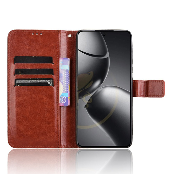 Klopové pouzdro pro Xiaomi 14T Pro, Crazy Horse Wallet, hnědé