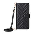 Flipové pouzdro pro Oppo Reno 13 Pro 5G, Crossbody Leather Wallet, černé