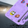 Dětské pouzdro pro Samsung Galaxy Tab S7/S8/S9, Cute Patterns, se stojánkem, fialové