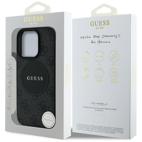 Pouzdro Guess 4G Circle s klasickým logem, pro MagSafe pro iPhone 16 Pro