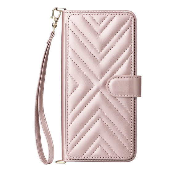 Flipové pouzdro pro Xiaomi Poco F7 Pro / F7 Ultra, Crossbody Leather Wallet, růžové