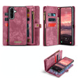 CASEME pouzdro pro Samsung Galaxy A56 5G, Retro Leather Wallet, s páskem, červené