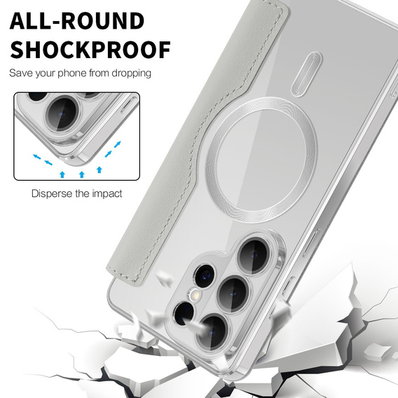 RFID Wallet MagSafe pouzdro s klopou a ochranou fotoaparátu pro Samsung Galaxy S26 Ultra