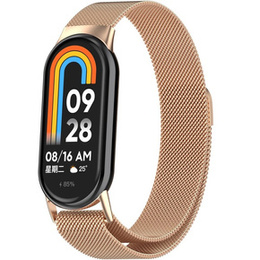 Milánský náramek s pouzdrem pro Xiaomi Smart Band 10 / 9 / 8, růžové zlato