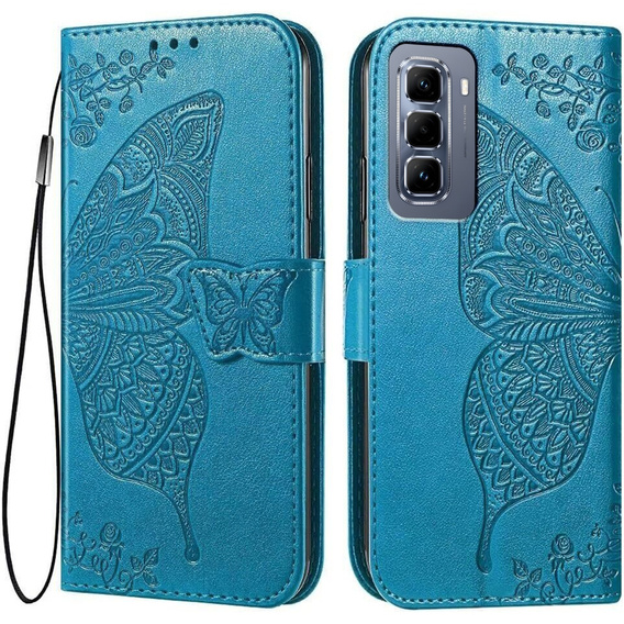 Klopové pouzdro pro Infinix Hot 50 Pro 4G, Butterfly, modré