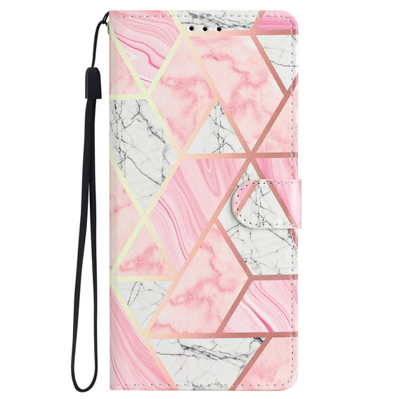 Klopové pouzdro pro Samsung Galaxy A25 5G, Wallet Marble, růžové + 9H sklo 