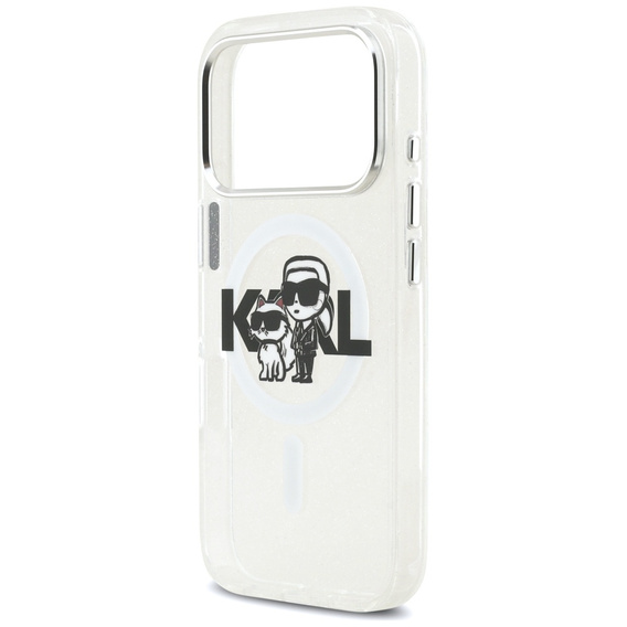 Pouzdro Karl Lagerfeld IML Glitter Karl and Choupette MagSafe pro iPhone 17 Pro