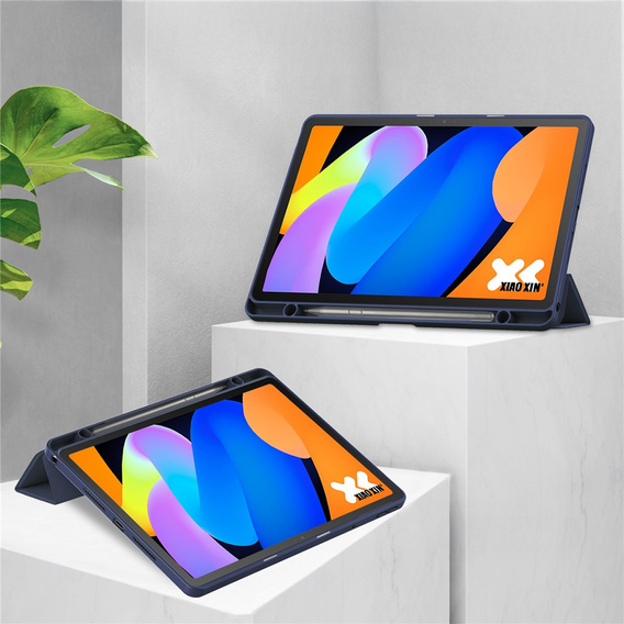 Pouzdro pro Lenovo Idea Tab 11" 2025 TB336FU TB336ZU, s průhlednou zadní stranou a držákem stylusu, tmavě modré