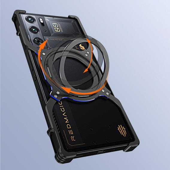 Pouzdro pro ZTE nubia Red Magic 9 Pro / 9 Pro+ / 10 Pro / 10 Pro+ 5G, Kickstand Bumper, s krytem objektivu, pro MagSafe, černá / stříbrná