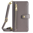 Klopové pouzdro pro Samsung Galaxy A25 5G, Wallet Zipper Pocket, šedé