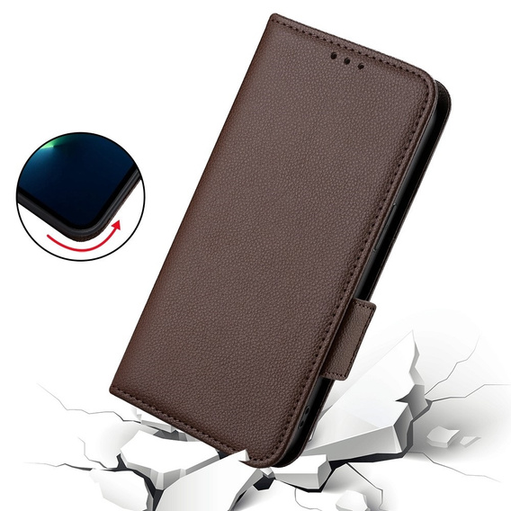 Klopové pouzdro pro Xiaomi Redmi Note 12 5G / POCO X5 5G, Wallet Litchi Magnet, hnědé