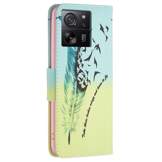 Klopové pouzdro pro Xiaomi 13T / 13T Pro / Redmi K60 Ultra, Wallet, feather, modré