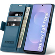 Pouzdro pro Samsung Galaxy S25 Edge, ERBORD Glossy Litchi, flipová peněženka, modré