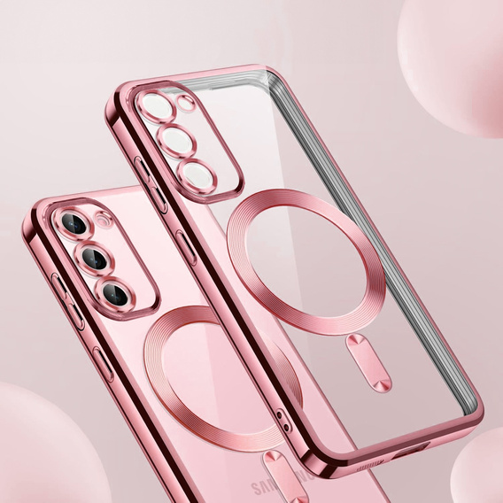 Pouzdro pro Samsung Galaxy S23, Electro MagSafe, růžové rose gold + sklo na displej