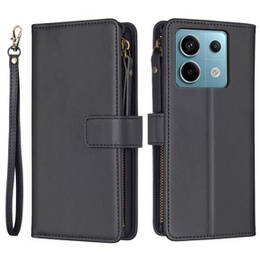 Klopové pouzdro pro Xiaomi Redmi Note 13 Pro 4G / Xiaomi Redmi Note 14S / Xiaomi Poco M6 Pro 4G, Wallet Zipper Pocket, černé
