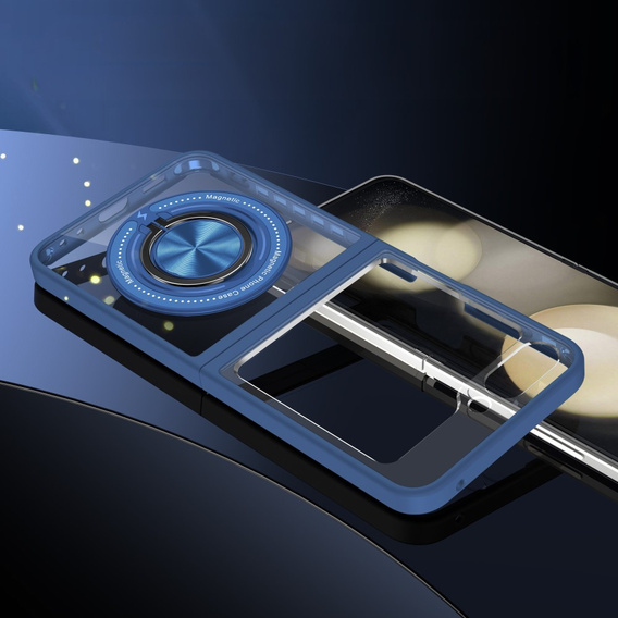 Pouzdro pro Samsung Galaxy Z Flip7 FE / Z Flip6, Corners Dropproof, pro MagSafe, transparentní / tmavě modré