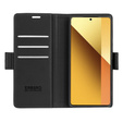 Pouzdro pro Xiaomi Redmi Note 13 5G, ERBORD Glossy Litchi, flipová peněženka, černé