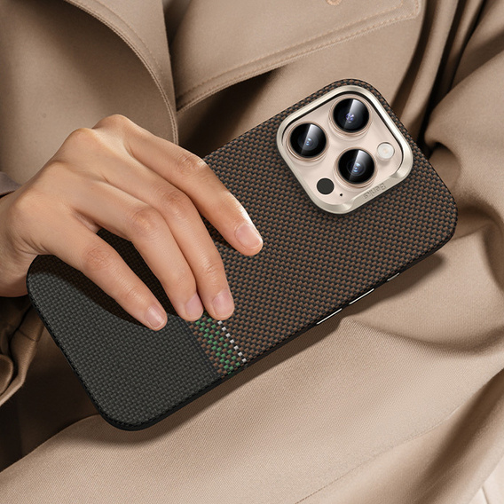 Pouzdro BENKS Kevlar Magnetic Armor Pro Prestige 600D Y066 pro MagSafe s aktivním tlačítkem pro iPhone 16 Pro Max