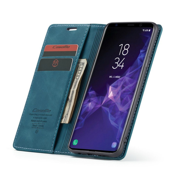 Pouzdro CASEME pro Samsung Galaxy S9 Plus, Leather Wallet Case, modré