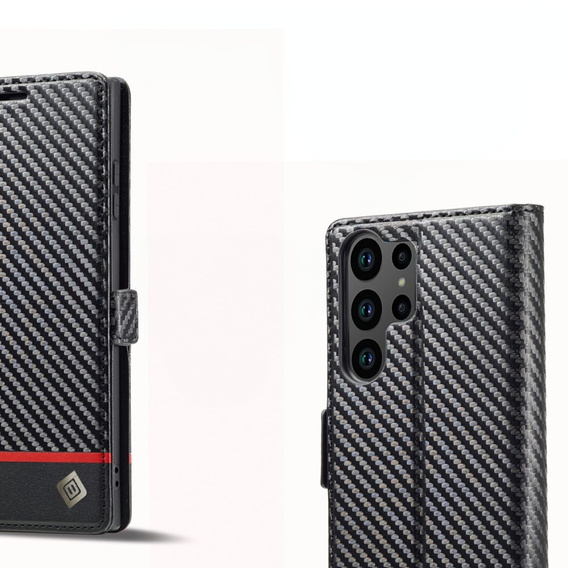 Flipové pouzdro pro Samsung Galaxy S25 Ultra, Carbon LC.IMEEKE, černé