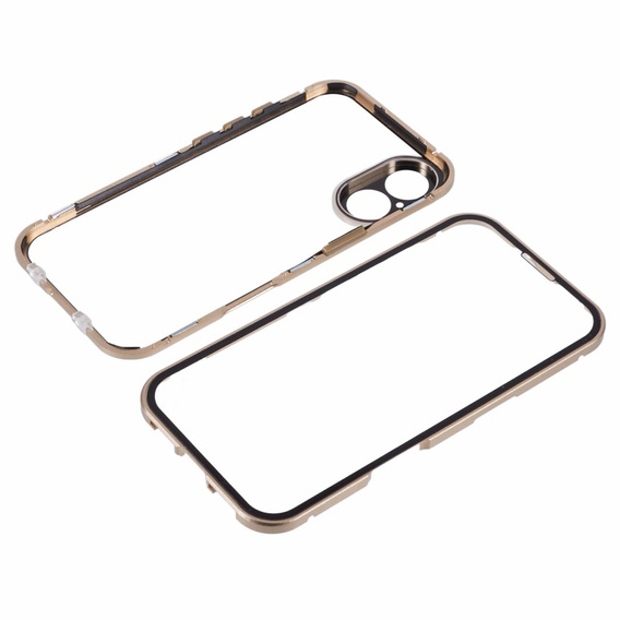 Pouzdro pro iPhone 16, Magnetic Dual Glass, zlaté