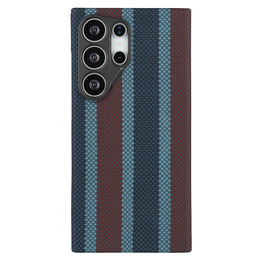 Pouzdro pro Samsung Galaxy S24 Ultra, Aramid Fiber Slim Case, pro MagSafe, modrá / červená