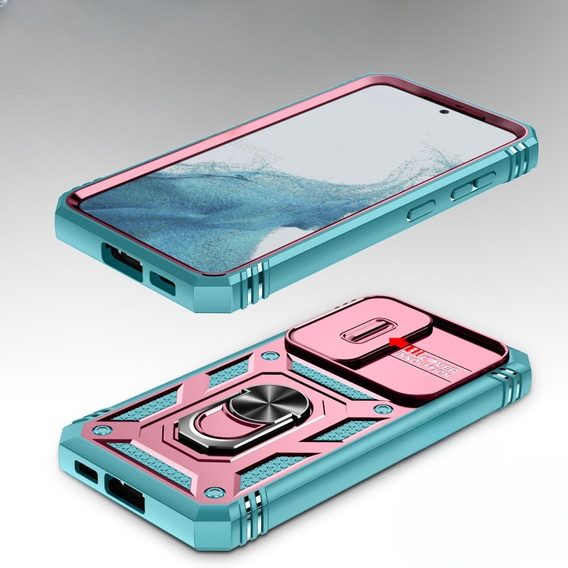 Pouzdro pro Samsung Galaxy S23 Plus, CamShield Slide, růžové/ zelený
