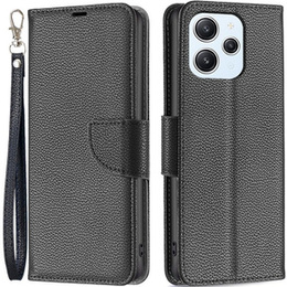 Klopové pouzdro pro Xiaomi Redmi 12 4G, Wallet Litchi Magnet, černé