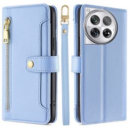 Klopové pouzdro pro OnePlus 12 5G, Wallet Zipper Pocket, modré