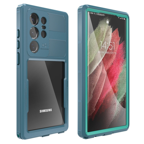 Vodotěsné pouzdro IP68 pro Samsung Galaxy S23 Ultra, zelené