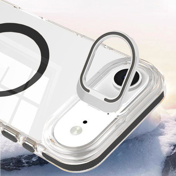 Pouzdro pro iPhone Air, pro MagSafe, se stojánkem, průhledné s černými vložkami