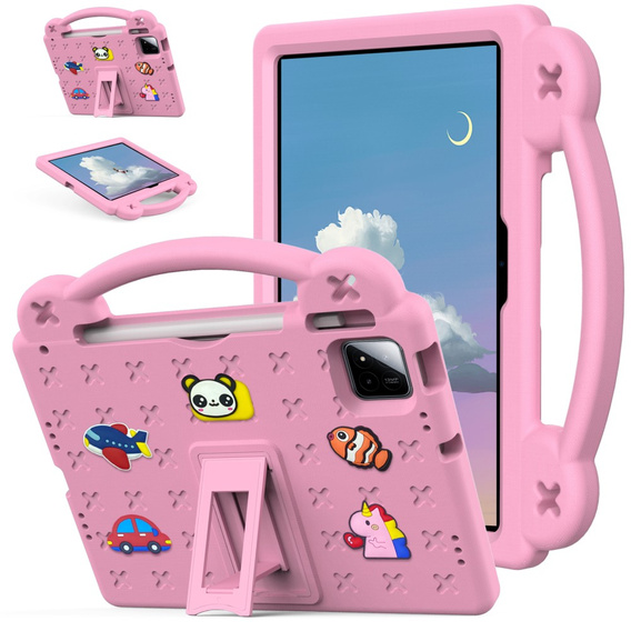 Dětské pouzdro pro Xiaomi Pad 7 / Xiaomi Pad 7 Pro, Cute Patterns, se stojánkem, růžové