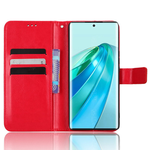 Klopové pouzdro pro Honor Magic 5 Lite, Crazy Horse Wallet, červené