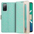 Flipové pouzdro pro Samsung Galaxy S20 FE/5G, Wallet Pocket Zipper Lace, zelené