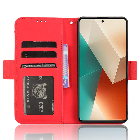 Klopové pouzdro pro Xiaomi Redmi Note 13 5G, Card Slot, červené