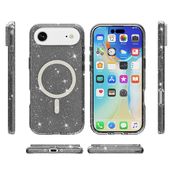 Pouzdro pro iPhone Air, pro MagSafe, lesklé, průsvitné černé