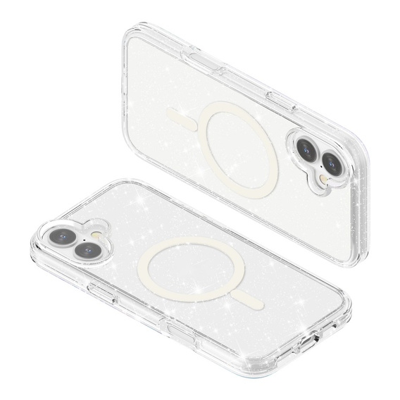 Pouzdro pro iPhone 17, pro MagSafe, třpytivé, průhledné