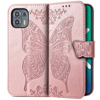 Klopové pouzdro pro Motorola Edge 20 Lite, Butterfly, růžové rose gold