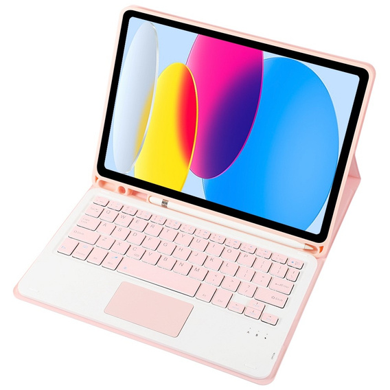 Pouzdro + klávesnice iPad 10.9 2022 10 Gen, TouchPad Pen Slot, růžové rose gold