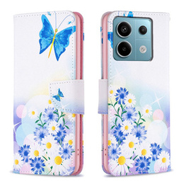 Klopové pouzdro pro Xiaomi Redmi Note 13 Pro 5G, Wallet, Butterfly & Flowers bílé