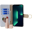 Flipové pouzdro Wallet Zipper Pocket pro iPhone 15 Pro, Wallet Zipper Pocket, se zrcátkem, modré