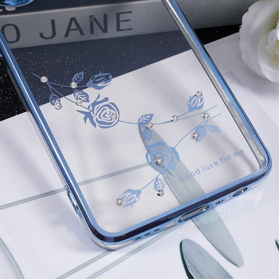 Pouzdro pro Oppo Reno8 T 4G, Glitter Flower, modré