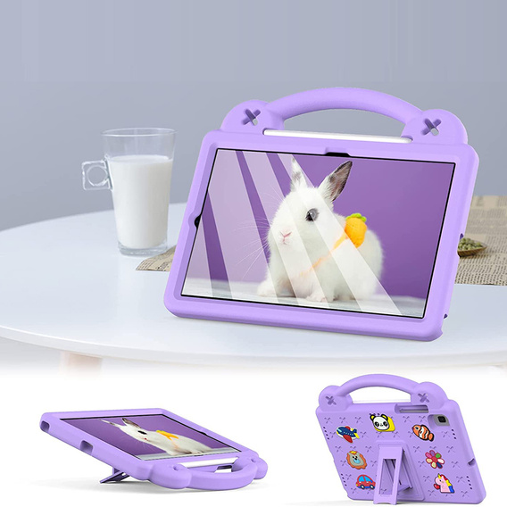 Dětské pouzdro pro Samsung Galaxy Tab S6 Lite 10.4 2020/2022 / Tab A7 2020 T500 / T505 / Tab S6 T860/T865, Cute Patterns, se stojánkem, fialové