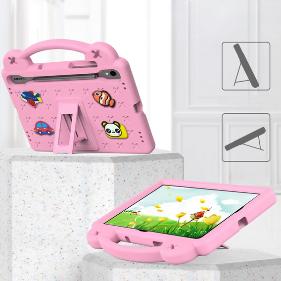 Dětské pouzdro pro Samsung Galaxy Tab S10 Lite / S10 FE / S9 FE, Cute Patterns, se stojánkem, růžové