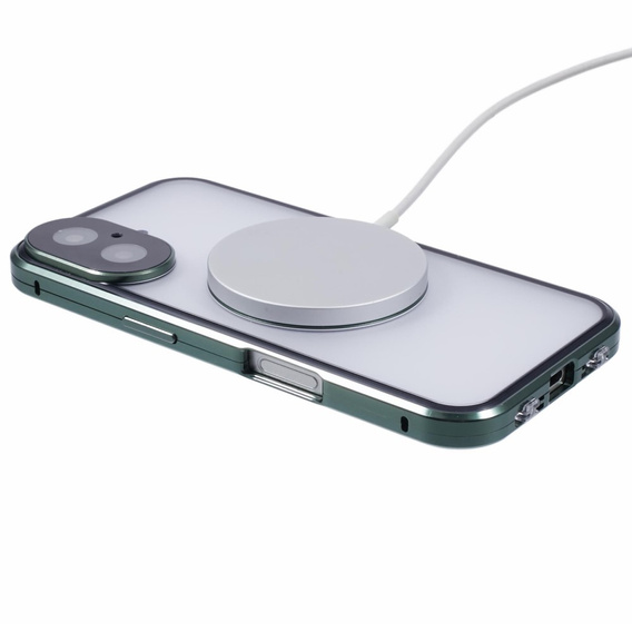 Magnetické pouzdro Dual Glass MagSafe pro iPhone 16, zelené