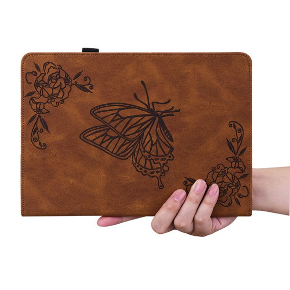 Pouzdro pro Lenovo Tab M9, Butterfly, hnědé