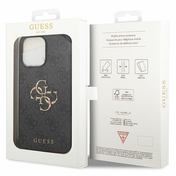 Pouzdro GUESS pro iPhone 15 Pro Max, 4G Big Metal Logo, šedé