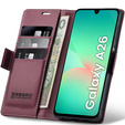 Pouzdro pro Samsung Galaxy A26, ERBORD Glossy Litchi, flipová peněženka, červené